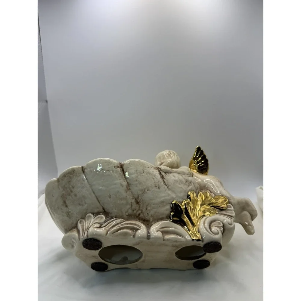 Cherub Angel Floral Ceramic Decorative Dish Tray 11